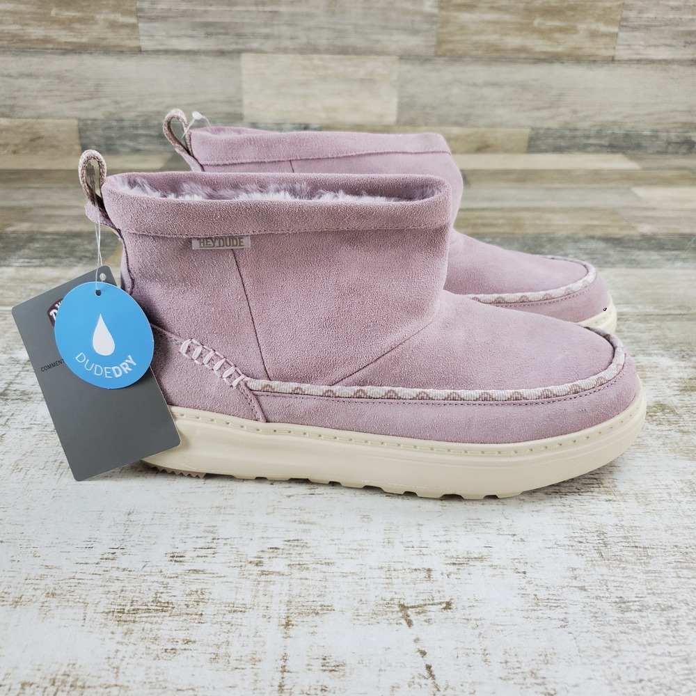 Hey Dude Remi Toastee Suede Womens Ankle Boot Sz 7 Cloud Sherpa Lined